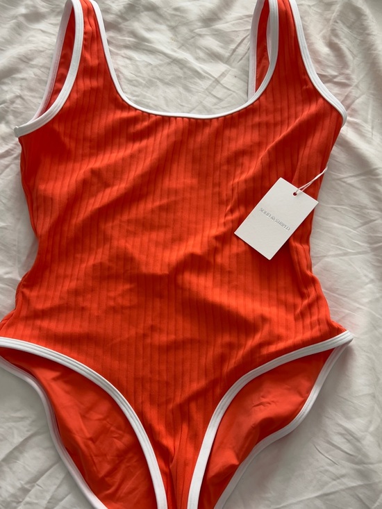 SOLID & STRIPED Other - SOLID & STRIPED Red Ribbed One-Piece with White Trim